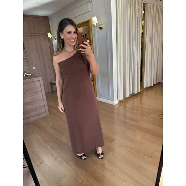 VESTIDO MALHA DE ALGODÃO UM OMBRO SÓ