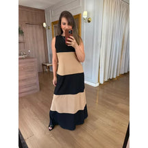 VESTIDO REGATA MALHA DE ALGODÃO BICOLOR ELISA